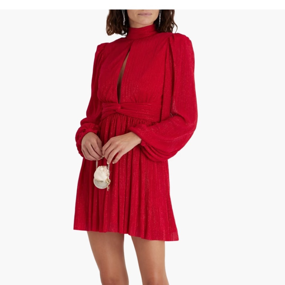 REBECCA VALLANCE
Samantha cutout‎ metallic plissé-tulle mini dress